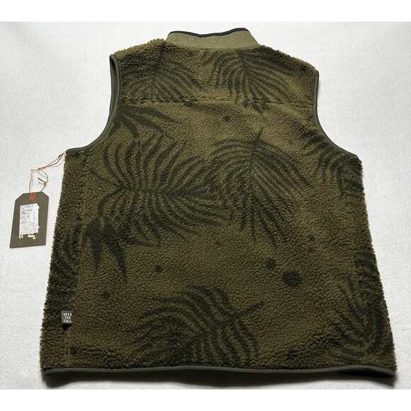Howler Brothers Bros Vest Mens Small Chisos Fleece Sherpa Forest Leaf Print NWT - Picture 5 of 10